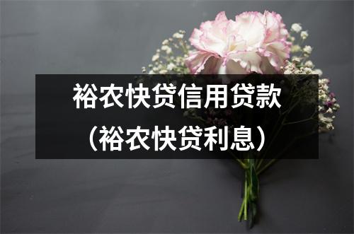裕农快贷信用贷款（裕农快贷利息）
