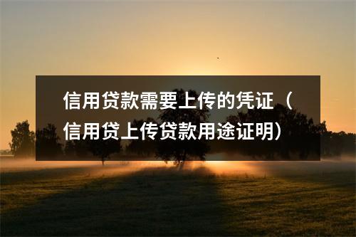 信用贷款需要上传的凭证（信用贷上传贷款用途证明）