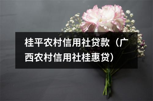 桂平农村信用社贷款（广西农村信用社桂惠贷）