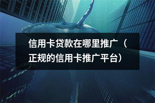 信用卡贷款在哪里推广(正规的信用卡推广平台)