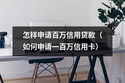 怎样申请百万信用贷款(如何申请一百万信用卡)