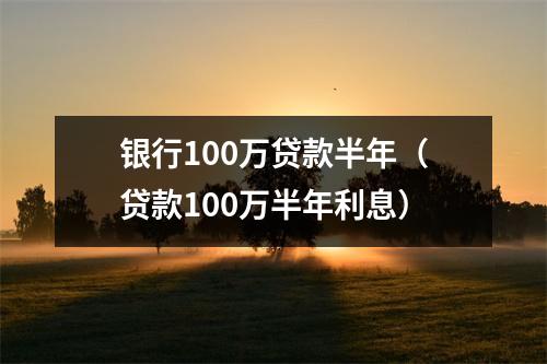 银行100万贷款半年（贷款100万半年利息）