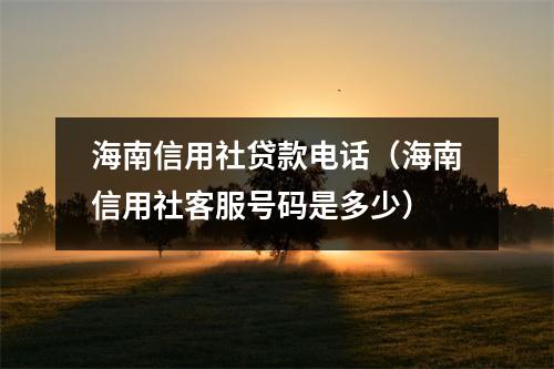 海南信用社贷款电话（海南信用社客服号码是多少）