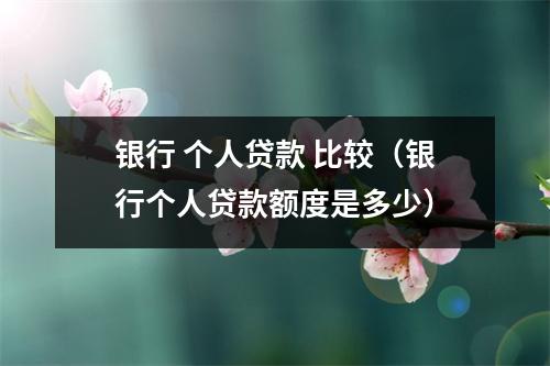 银行 个人贷款 比较（银行个人贷款额度是多少）