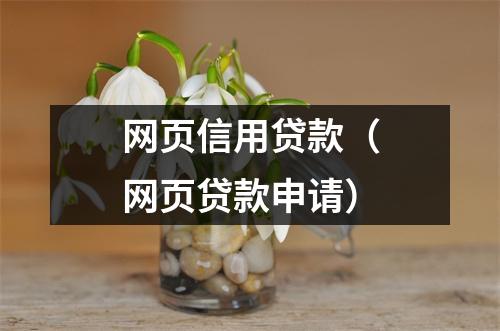 网页信用贷款（网页贷款申请）