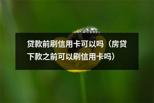 贷款前刷信用卡可以吗(房贷下款之前可以刷信用卡吗)