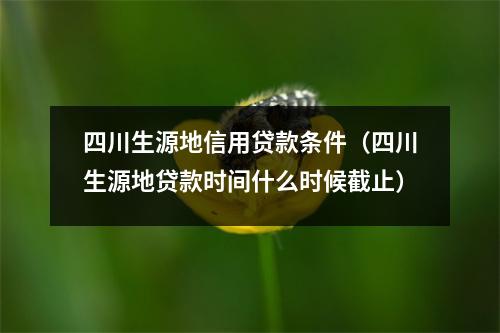 四川生源地信用贷款条件（四川生源地贷款时间什么时候截止）