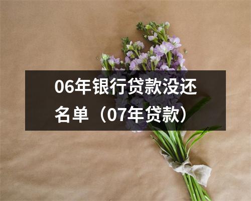 06年银行贷款没还名单（07年贷款）