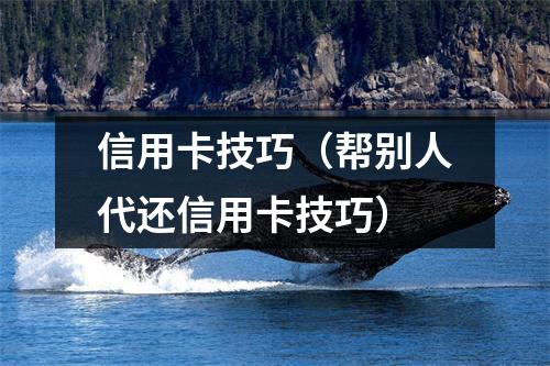 信用卡技巧（帮别人代还信用卡技巧）