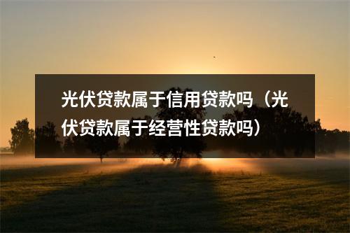 光伏贷款属于信用贷款吗(光伏贷款属于经营性贷款吗)