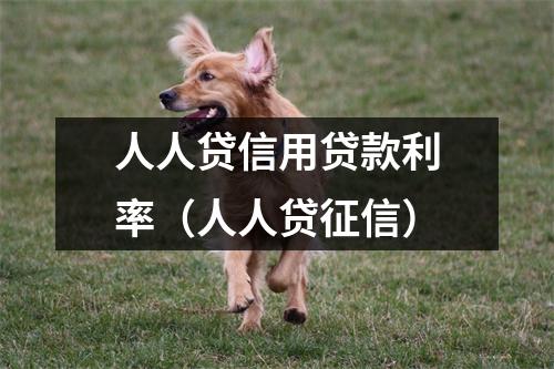 人人贷信用贷款利率（人人贷征信）