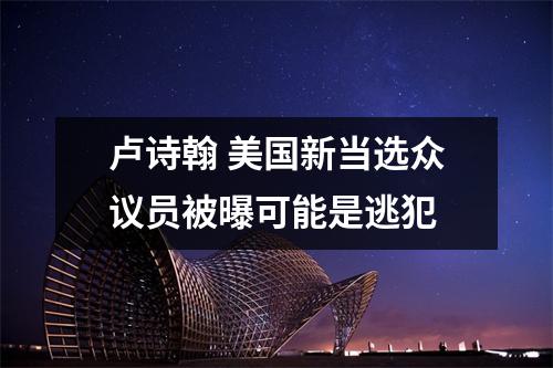 卢诗翰 美国新当选众议员被曝可能是逃犯