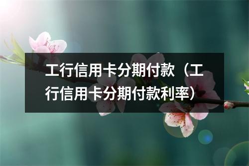 工行信用卡分期付款（工行信用卡分期付款利率）