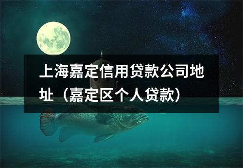 上海嘉定信用贷款公司地址（嘉定区个人贷款）