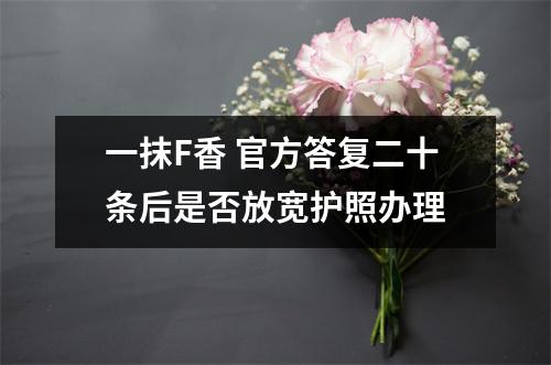 一抹F香 官方答复二十条后是否放宽护照办理