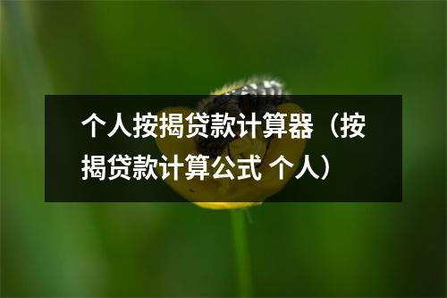 个人按揭贷款计算器(按揭贷款计算公式 个人)