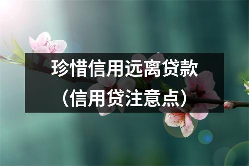珍惜信用远离贷款（信用贷注意点）