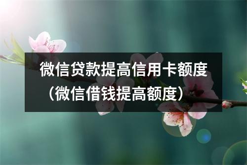 微信贷款提高信用卡额度（微信借钱提高额度）