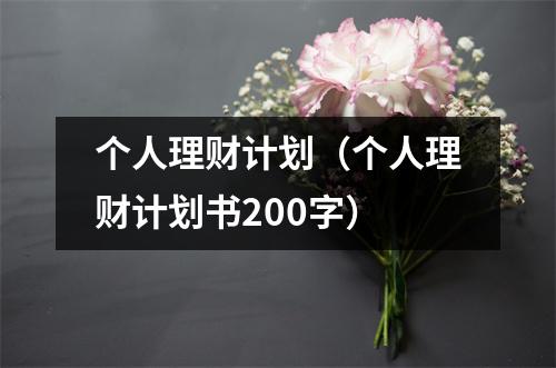 个人理财计划(个人理财计划书200字)