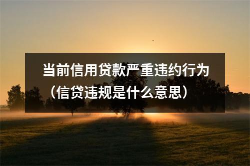 当前信用贷款严重违约行为（信贷违规是什么意思）