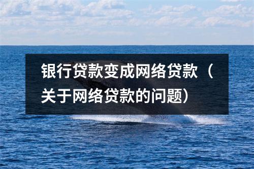 银行贷款变成网络贷款（关于网络贷款的问题）