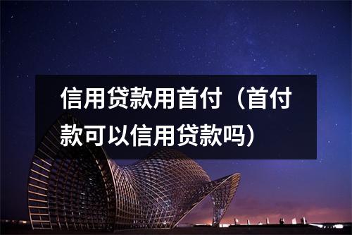 信用贷款用首付（首付款可以信用贷款吗）