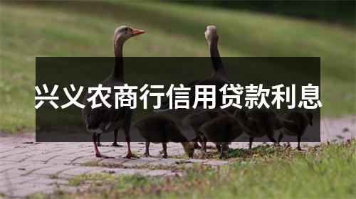 兴义农商行信用贷款利息