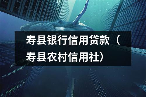 寿县银行信用贷款（寿县农村信用社）