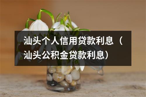 汕头个人信用贷款利息（汕头公积金贷款利息）