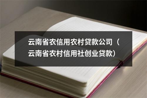 云南省农信用农村贷款公司（云南省农村信用社创业贷款）