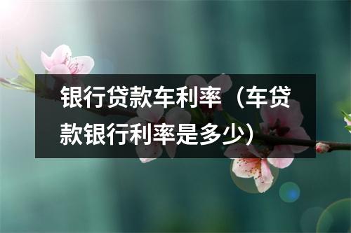 银行贷款车利率（车贷款银行利率是多少）
