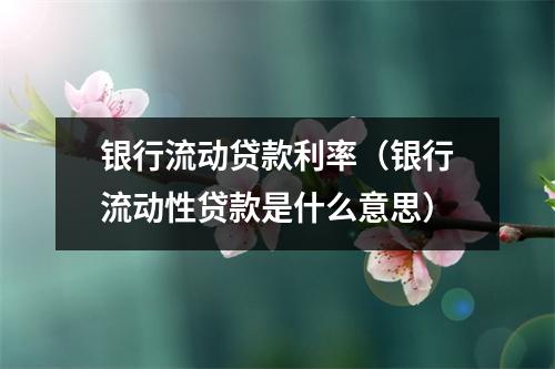银行流动贷款利率（银行流动性贷款是什么意思）