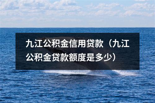 九江公积金信用贷款(九江公积金贷款额度是多少)