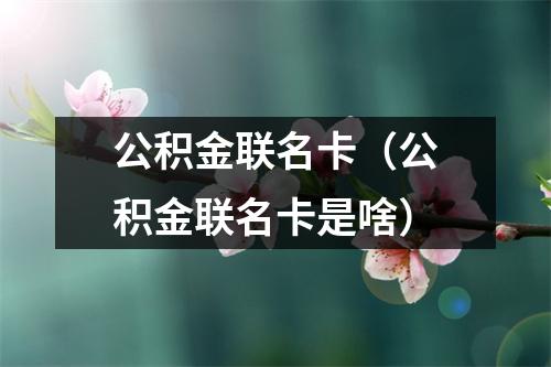 公积金联名卡（公积金联名卡是啥）