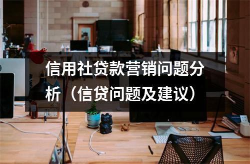 信用社贷款营销问题分析（信贷问题及建议）