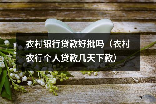 农村银行贷款好批吗（农村农行个人贷款几天下款）