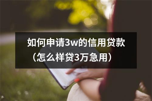 如何申请3w的信用贷款（怎么样贷3万急用）
