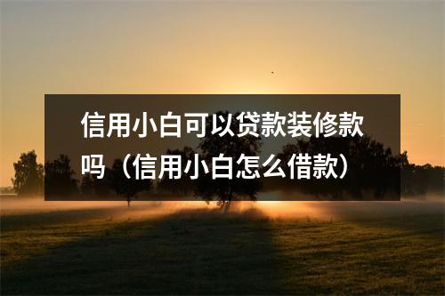 信用小白可以贷款装修款吗（信用小白怎么借款）