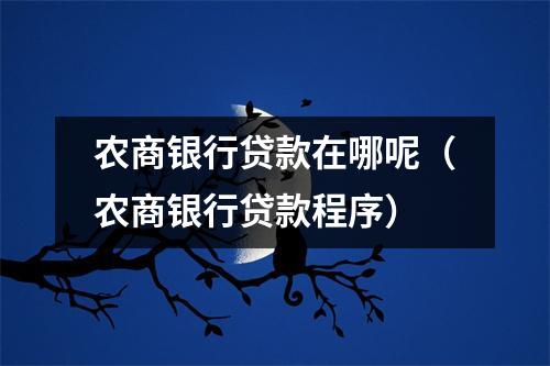 农商银行贷款在哪呢（农商银行贷款程序）