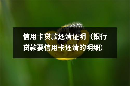 信用卡贷款还清证明（银行贷款要信用卡还清的明细）