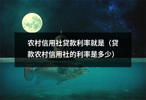 农村信用社贷款利率就是（贷款农村信用社的利率是多少）