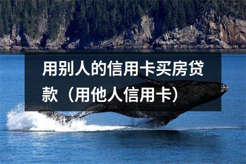 用别人的信用卡买房贷款（用他人信用卡）