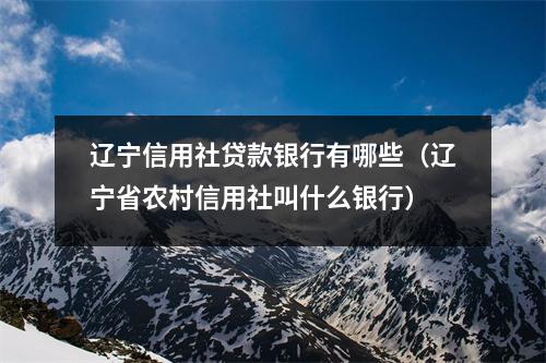 辽宁信用社贷款银行有哪些（辽宁省农村信用社叫什么银行）