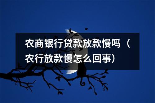 农商银行贷款放款慢吗（农行放款慢怎么回事）