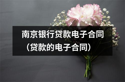 南京银行贷款电子合同（贷款的电子合同）