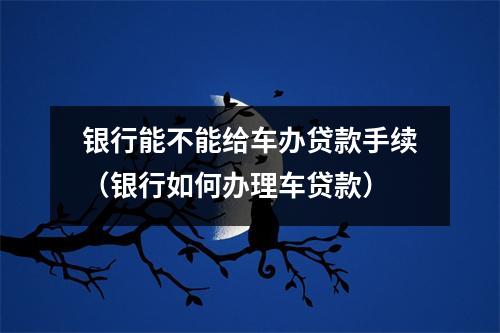 银行能不能给车办贷款手续(银行如何办理车贷款)