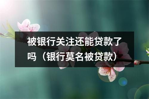 被银行关注还能贷款了吗(银行莫名被贷款)