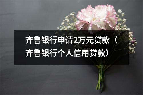 齐鲁银行申请2万元贷款（齐鲁银行个人信用贷款）