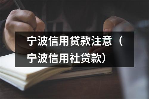 宁波信用贷款注意（宁波信用社贷款）