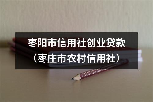 枣阳市信用社创业贷款（枣庄市农村信用社）